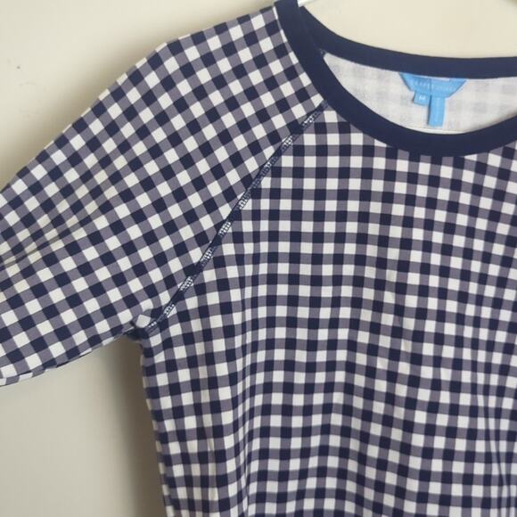 Draper James Natalie Gingham Blue & White Sweatshirt Women's Size Medium - Picture 9 of 10